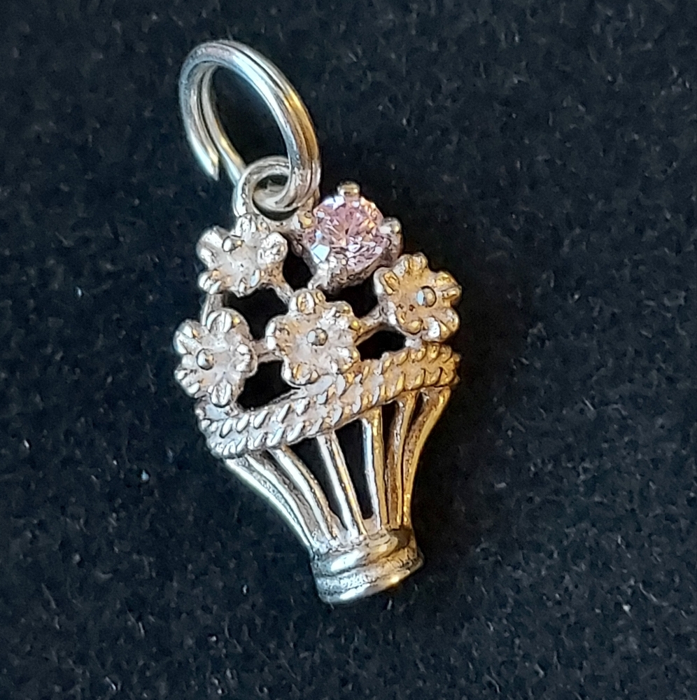 Avon Sterling Silver Flower Basket Charm